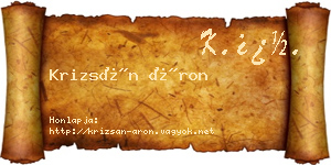 Krizsán Áron névjegykártya