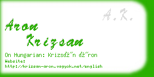 aron krizsan business card